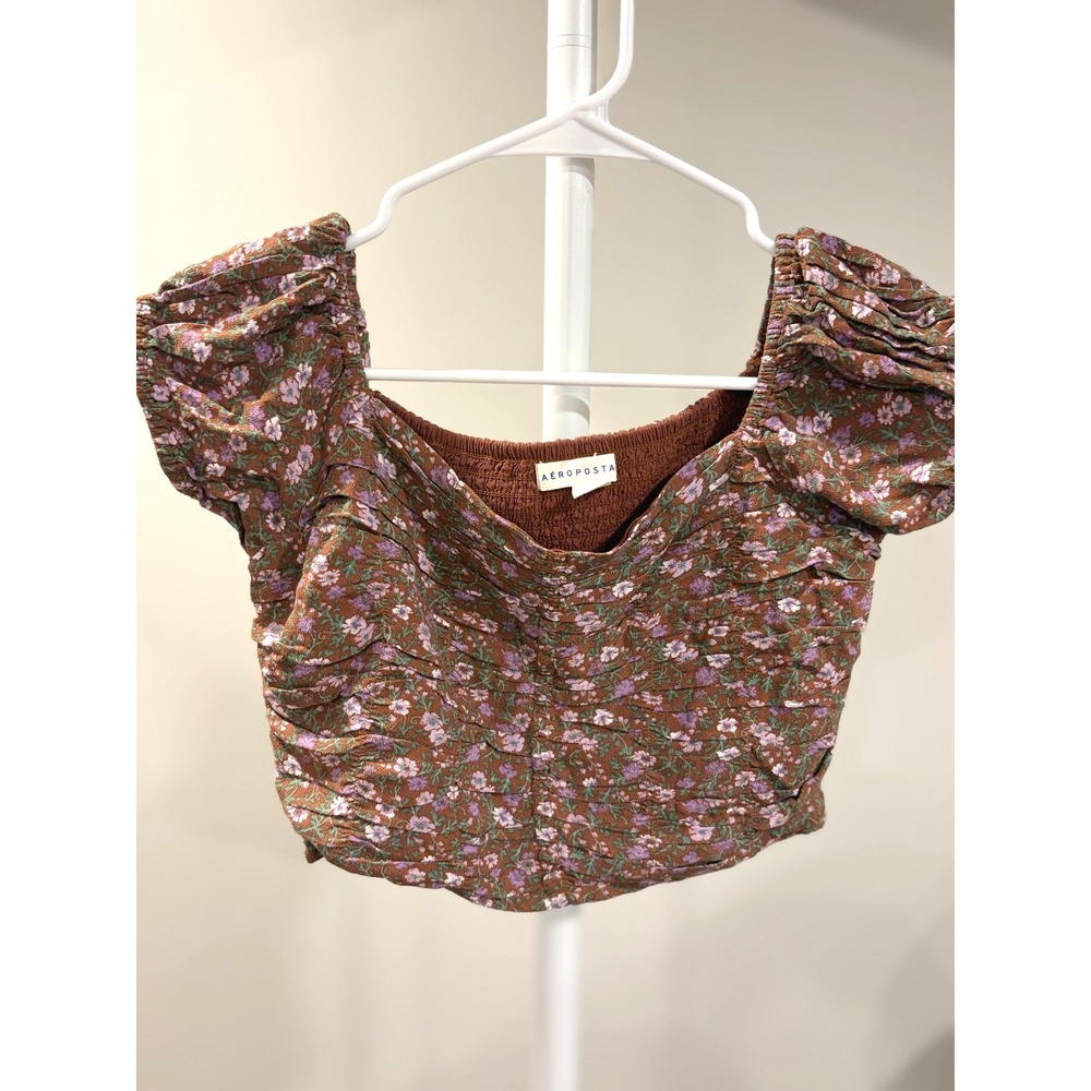 Fairy Coquette Cottagecore Floral Ruched Crop‎ Top Small Whimsigoth Boho Puff